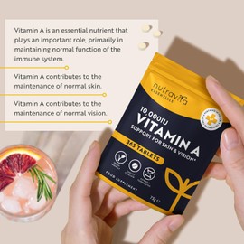Nutravita Vitamin A 10,000 IU – 365 Vitamin A Tablets (1 Year Supply) - High Strength VIT A Supplement for Normal Skin, Eyes & Immune System - Alternative to Capsules – Vegan Friendly