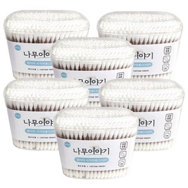Namu Story Whirlwind One-Touch Square Cotton Swab, 6 Pieces / 나무이야기 회오리형 원터치 사각 면봉, 6개
