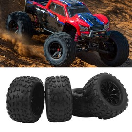 Asixxsix RC Wheels and Tyres, High Performance Abrasion Resistance, 4 Pieces 12 mm Hex RC Car Rubber Tyres and Plastic Wheels for 1/10 RC Truck for Traxxas, Stamped, Rustler