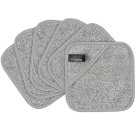 VIVOTE Microfibre Make-Up Cloth, 15 x 15 cm, Make-Up Pads, Washable Make-Up Wipes, Washable, Reusable, Bamboo Microfibre Face Cleansing Cloth, Make-Up Remover Cloth, Grey (Pack of 6)