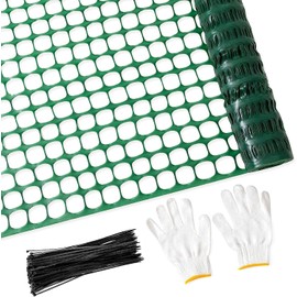 PotatoLife Plastic Mesh Fence Safety Fence, 4'x100' Roll with 100 Zip Ties, Resuable Temporary Netting for Garden Fencing, Construction, Snow Fencing, Animal Barrier, Poultry, Deer, Patio, Green