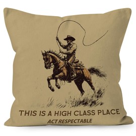 Liosei Vintage Western Cowboy Decorative Throw Pillow Cover, Western Home Room Decor, Rustic Country Southwestern Cowboy Riding Horse Pillow Covers for Home Room Bed Sofa Decor, 18x18 Inch