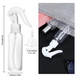 WLLHYF 2 Pack Small Spray Bottles 3.5oz/100ml Plastic Hair Spray Bottle Clear Empty Travel Bottle Fine Mist Reusable Liquid Container for Salons Essential Oils Water Squirt