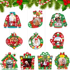 Christmas Picture Frame for Christmas Tree Decoration Ornaments DIY Gingerbread House Craft Kit for Xmas Photo Frame Classroom Activities Holiday Keepsake Christmas Party (20, Vintage Style)