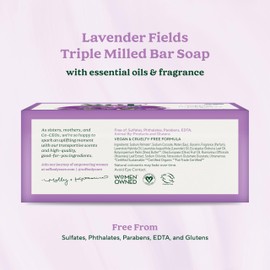 South Of France SoF Triple Milled Bar Soap - With Coconut Oil & Organic Shea Butter- Vegan & Non GMO- Free From Phthalates, Sulfates & Parabens- Lavender Fields - 6 oz Bar 4 Bars