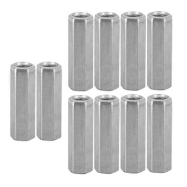 10pcs M8 Long Rod Nut, Carbon Steel Long Rod Coupling Hex Nut Thread Adapter Hex Coupling Nut Surface Treatment Galvanized for Communication Equipment Ship Assembly Machinery Industry (m8x40)