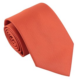 DQT Men's Plain Twill Wedding Formal 8cm Classic Tie - Terracotta Orange