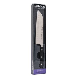 Arcos 256600 Serie Clasica - Santoku Messer Messer Asiatischer Art- Klinge aus Nitrum geschmiedetem Edelstahl 180 mm - HandGriff Polyoxymethylen (POM) Farbe Schwarz