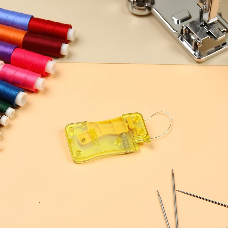 2Pcs Yellow Easy Threading Needle Threader,Automatic Needle Quick Threading Aid