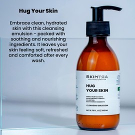 SkinTra Hug Your Skin - Gentle Cleansing Emulsion for Face & Eye Area - Hydrating, Soothing & Balancing - Safe for Sensitive Skin & Daily Use - 200 ml/Net 6.76 Fl. Oz