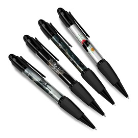 DV DESIGN Set of 4 Paintball Black Ballpoint Pens - Shooting Game Fun Party Birthday Hobby Love Student Job Boys Girls Men Women Theme Pen #79387