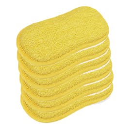 ALLIE ZENG Kitchen Dish Sponge Scrub Non Scratch Microfiber Reuseable Sponges Along with Heavy Duty Scrubber for Kitchen Cleaning Dishes and Pots, 6 Pack, Yellow