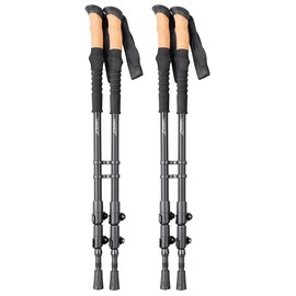 Speeron Nordicwalking Poles: 2 Pairs Telescopic Hiking Poles Aluminium Cork Handle Adjustable Height Telescopic Alpine Poles