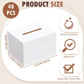 Fullhawl 48 Pack Ballot Raffle Box White Suggestions Donations 6 x 4.5 x 4 Inch Cardboard Box for Charity Fundraising Collecting Business Card Voting Contest