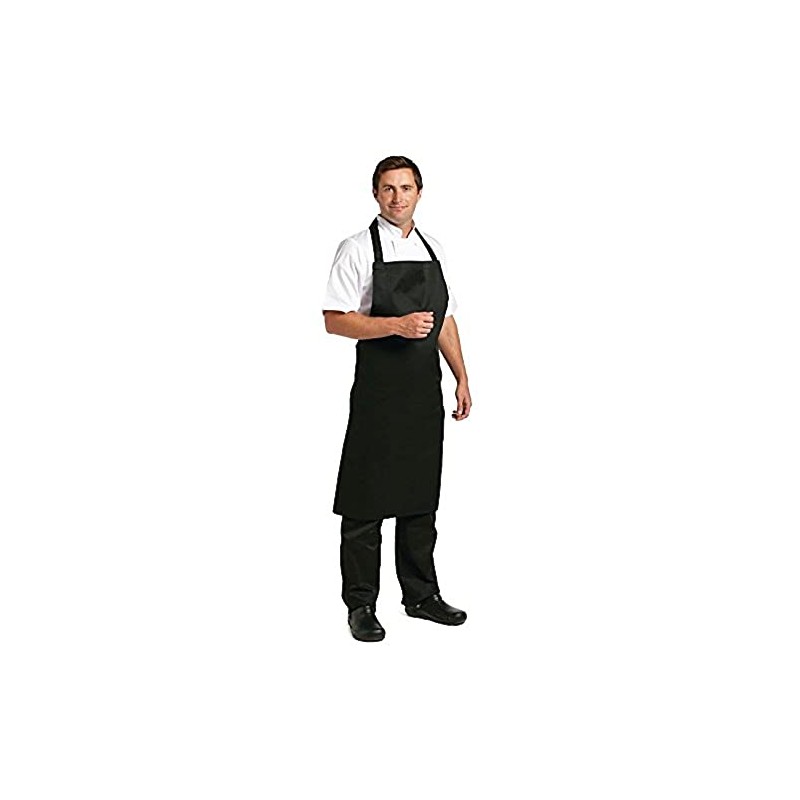 Whites Polycotton Bib Black Chefs Apron Kitchen Cooking Catering Long