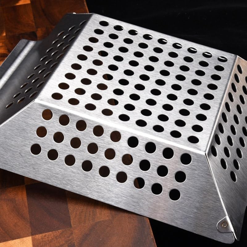 AIMALL 8 Inch Small BBQ Grill Basket, Stainless Steel Barbecue