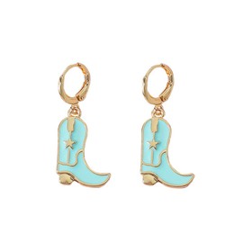 Cowb Boot Earrings Enamel Western Cowg Boot Hat Dangle Drop Earrings for Women Costume Jewelry 07