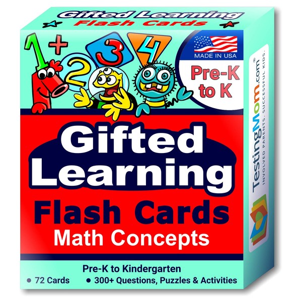 TestingMom.com Gifted Learning Flash Cards – Math Concepts for Pre-K – Kindergarten – Addition, Subtraction, Counting, & More for CogAT Test, Iowa Test, NNAT Test, OLSAT, NYC Gifted and Talented