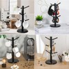 Bamboo Coffee Cup Holder ith 6 Hooks, Coffee Cup Tree,