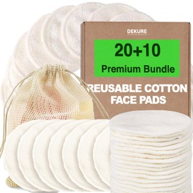Cotton Wool Pads (30 Value Pack) 320 GSM PREMIUM Bundle Reusable Cotton Pads, Environmentally Friendly Gifts Washable Cotton Wool Rounds, Thick Bamboo Face Pad with Mesh Laundry Bag