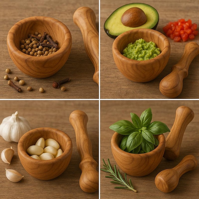 Rustic Olive Wood Pestle with Ergonomic Handle 14cm