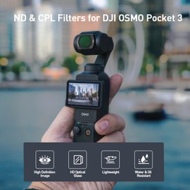 LENSKINS Magnetic ND & CPL Filter Kit for DJI OSMO Pocket 3, 6-Pack CPL/ND8/ND16/ND32/ND64/ND128 Polarizing and Neutral Density Filters, Multi Coated HD Optical Glass with Aluminum Frame