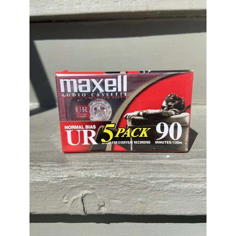 Maxell Audio Cassette 5 Pack 90 Minutes Normal Bias Sealed