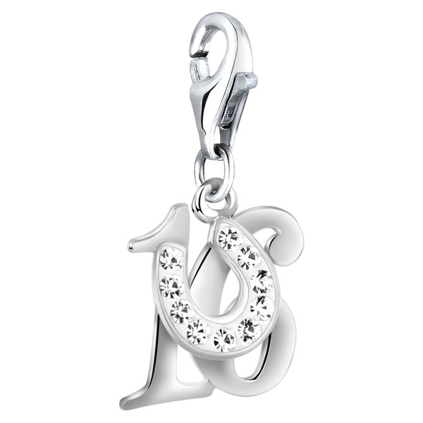 Nenalina Charm Number 16 and Horseshoe Pendant, with Crystals, for