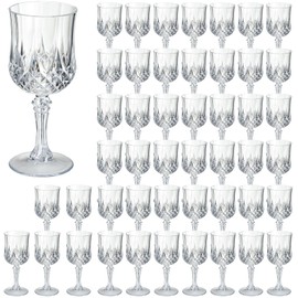 XKXKKE 48 Pcs Transparent Plastic Wine Glasses, Transparent Plastic Goblets for Parties, Transparent Drinking Glasses for Wedding Reception, Grand Event Party Supplies