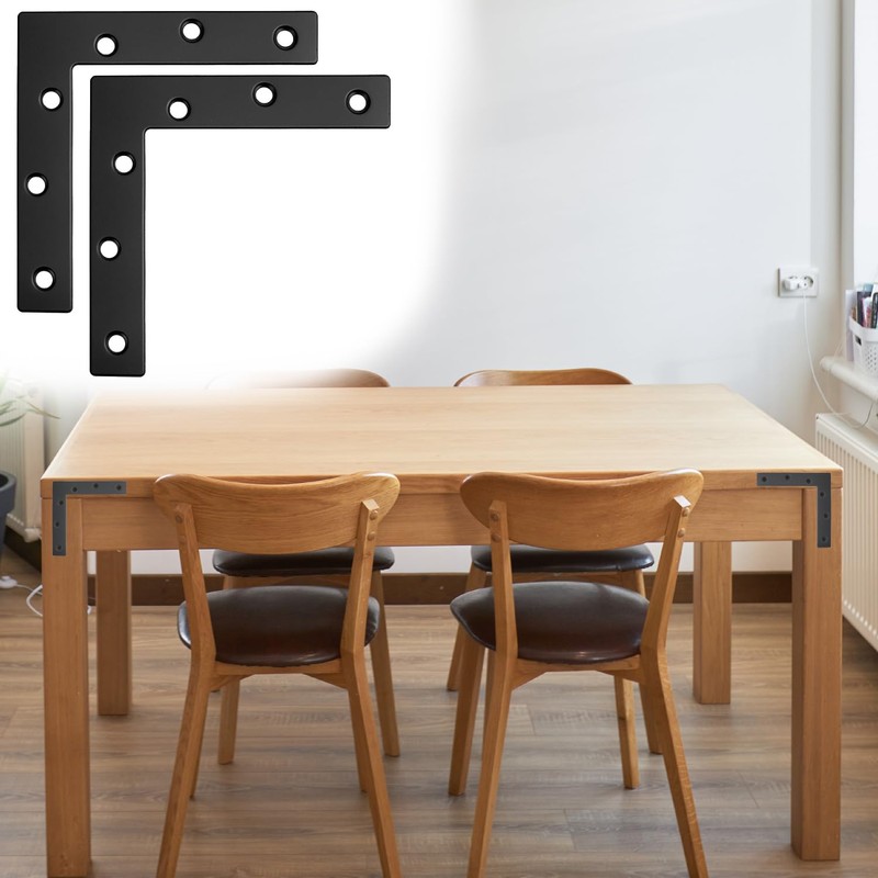 QWORK Flat L Brackets for Wood, 8 Pack Heavy Duty