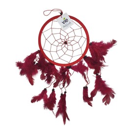 VIE Naturals Dream Catcher with Beads, 16cm Ring, Red, Multicolor, UK-VN-0454-DRM-16CM-RD
