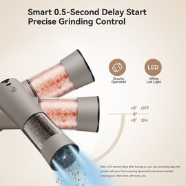 Gravity Electric Salt and Pepper Grinder Set with USB-C Charging Base,Rechargeable Automatic Stainless Steel Pepper Mill Grinder with LED Light, 2pack(Brown)