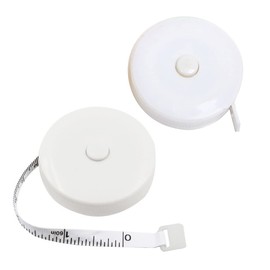 XSAJU Measuring Tape Measure 6.6 ft (2 m), White, Set of 2, One-Touch Winding