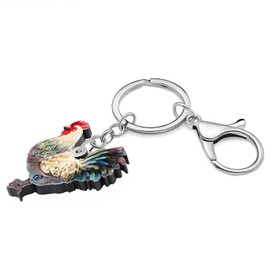 BAMAY Anime Hen Chicken Keychain Acrylic Farm Animals Jewelry Chicken Gifts for Women Girls Charms Wallet Car Key Chain (Multicolor 313)