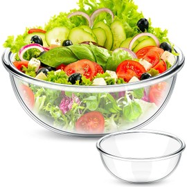 Komphy 6 Quart Glass Mixing Bowls, Large Glass Salad Serving Bowl, Clear Salad Cooking Bowls for Kitchen Baking, Prepping Serving, Storage and Microwave Safe