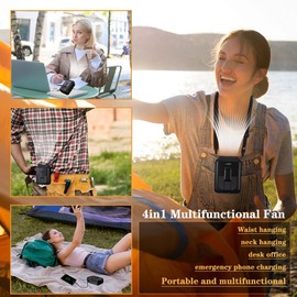 CAZOKASI Personal USB Rechargeable Waist Clip Fan - 8000mAh, 6-32 Hours Wearable Cooler for Traveling, Working, Outdoor, Office