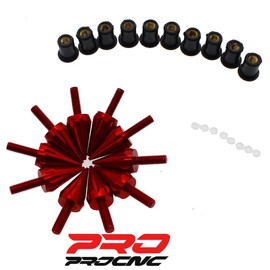 PROCNC Motorcycle Spike Windshield Bolts Screw Nuts Fit For Honda CBR 600rr 1000rr for Suzuki GSXR 600 750 1000 for Yamaha R1 R6 R6s for Kawasaki ZX6R ZX9R ZX10R ZX12 (Red)