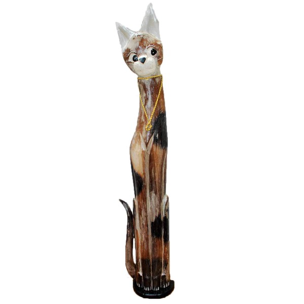 Stoneage Arts Assorted Wooden Cats with Varying Patterns (Necklace, Large: