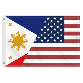 2×3 FT Philippines America Friendship Flag,Medium 60×90CM 150D Filipino USA Outdoor Banner,Double Side Printing American Decor For Patio Garden With Brass Gromment