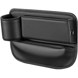 Organizador De Hueco Entre Asiento Y Consola De Coche Con Portavasos, Cuero Negro Ajustable Multifuncional Para Teléfono, Llaves, Gafas, Tarjetas, Accesorio Interior Para Auto