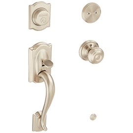 Schlage F93CAM619GEO Camelot Inactive Handleset with Georgian Knob, Satin Nickel