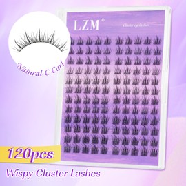 LZM Individual Eyelashes for Eyelash Extension - Natural Eyelash Cluster with Transparent Band, Soft, Thin Cluster Eyelashes, C Curl 10-12 mm Mix Eyelash Extensions, DIY Artificial Eyelashes at Home