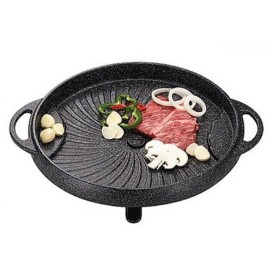 Kitchen Flower New Picnic Korean BBQ Nonstick Cerastone Marble Grill Pan Roaster  (Round)