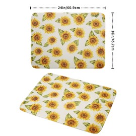 Sphragiyn Spring Summer Dish Drying Mat for Kitchen Counter Sunflower Absorbent Reversible Microfiber Kitchen Countertop Protector Dishes Pad Large 18x24 inch