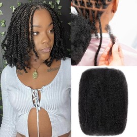 Ssawhair Afro Kinkys Bulk Human Hair For Dreadlock Extensions Repair Locs Mini Twist Braiding Hair Afro Kinky Curly Human Hair For Locs Extensions 14 Inch 50g