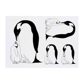 4 x 'Penguin Family' Temporary Tattoos - Water Resistant, Skin-Safe, Non-Toxic Transfers, Mixed Sizes (TO00080704)