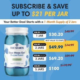 TrueSeaMoss Wildcrafted Irish Sea Moss Gel | Multiple Flavors – Rich in Minerals & Vitamins –   supports immune, improves digestion, boost energy, skin & hair health - Made in USA:_Blue spirulina_2 Pack
