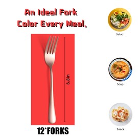 Rose Gold Fork Set of 12 Pieces, 6.8 inch Silverware forks, Stainless Steel Small Dinner forks, Kitchen Utensils for Home, Kitchen or Restaurant, Dishwasher Safe