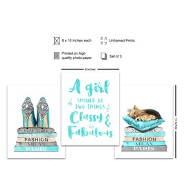 Inspirational Positive Quotes Wall Art & Decor - Glam High Fashion Design Wall Decor - Blue Designer Wall Art, Room decoration for Bedroom, Living room - Encouragement Gift for Women