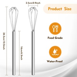 Mini Whisk, Stainless Steel Mixer, Mini Baking Mixer, Coffee and Cocktail Stirrer, Durable Kitchen Stirrer, 1 (Piece)